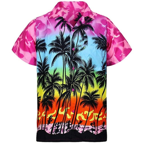 2022 Hawaiian Shirt men 5xl loose shirts men Fashion Palm Tree Printed