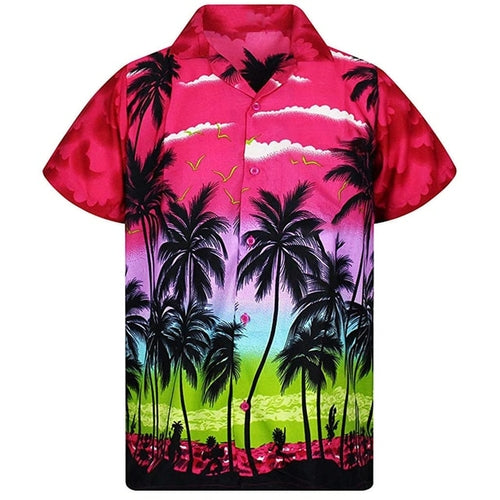2022 Hawaiian Shirt men 5xl loose shirts men Fashion Palm Tree Printed
