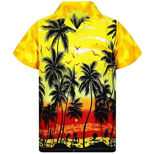 2022 Hawaiian Shirt men 5xl loose shirts men Fashion Palm Tree Printed