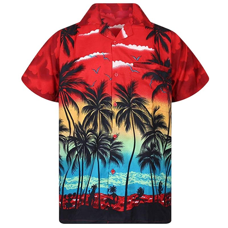 2022 Hawaiian Shirt men 5xl loose shirts men Fashion Palm Tree Printed
