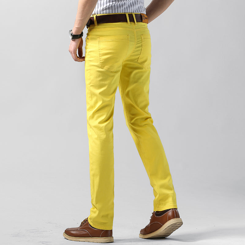 2022 New Men's Jeans Classic Style Business Fashion Pink Red Yellow