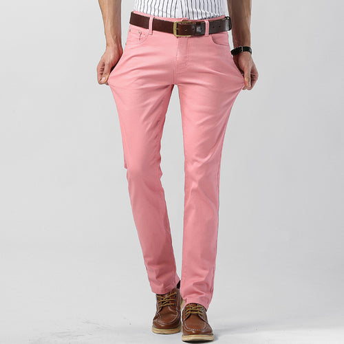 2022 New Men's Jeans Classic Style Business Fashion Pink Red Yellow