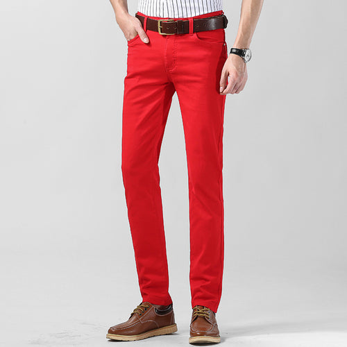 2022 New Men's Jeans Classic Style Business Fashion Pink Red Yellow