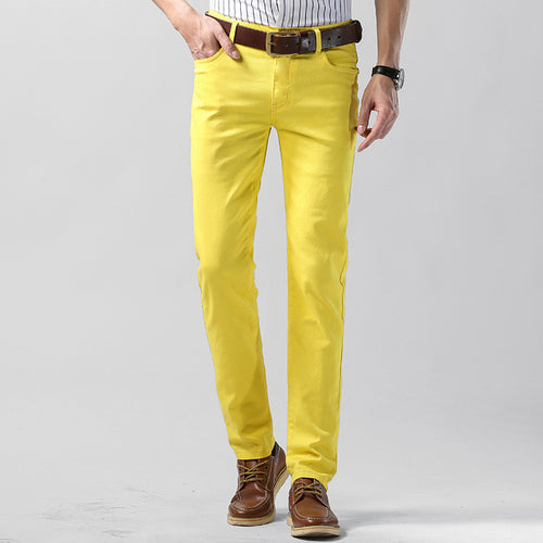 2022 New Men's Jeans Classic Style Business Fashion Pink Red Yellow