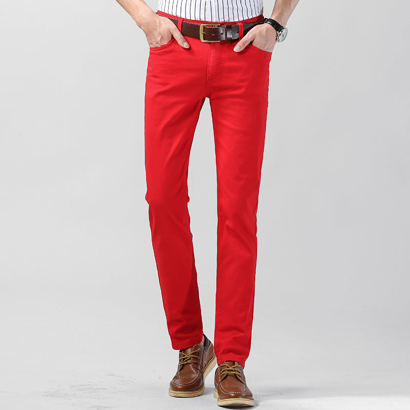 2022 New Men's Jeans Classic Style Business Fashion Pink Red Yellow
