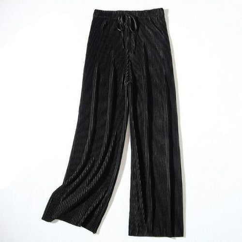 Pleated Wide Leg Pants Clothing | Women Pleated Crop Pants | Ice Silk