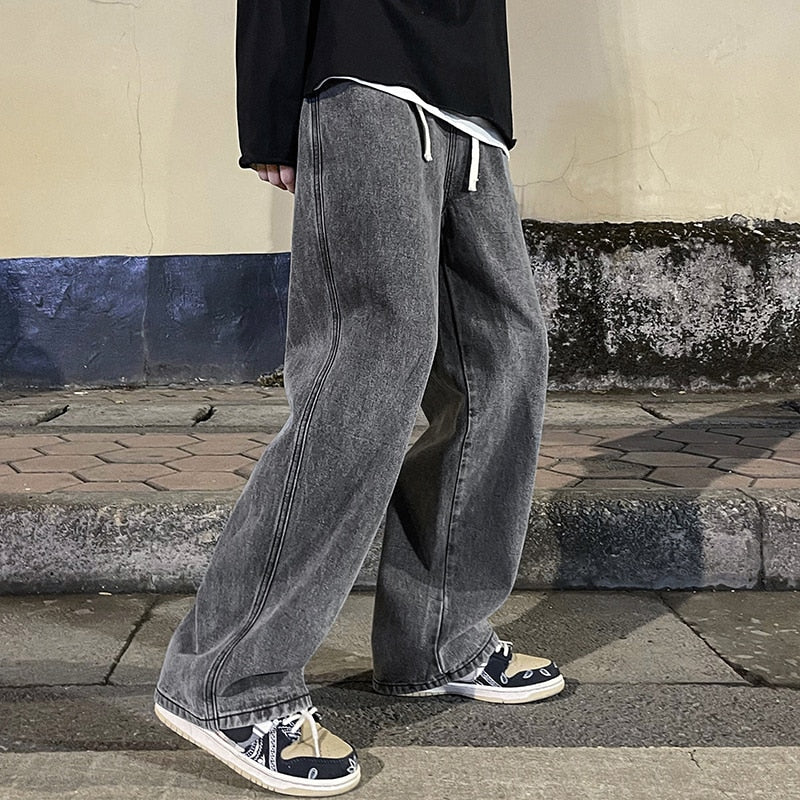 2023  Men's Jeans Korean Version Student Casual Pants High Street
