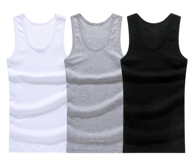 3pcs/lot Cotton Mens Underwear Sleeveless Tank Top Solid Muscle Vest
