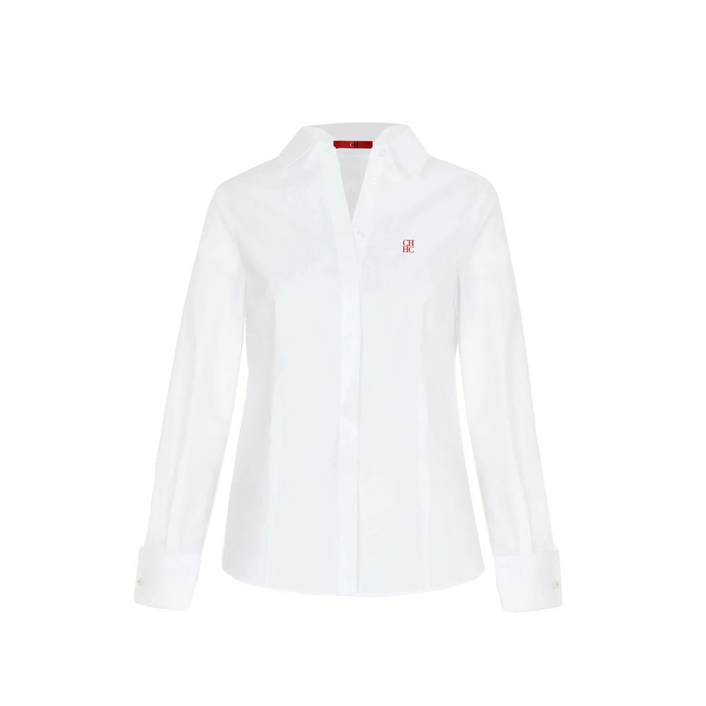 CH Embroidered Long Sleeve Shirt Women Slim Fit Button Down Collar