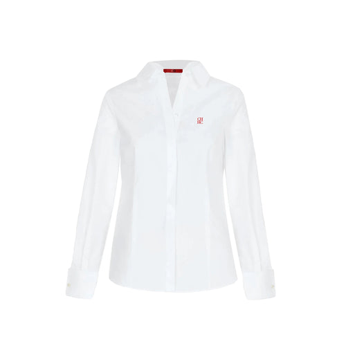 CH Embroidered Long Sleeve Shirt Women Slim Fit Button Down Collar