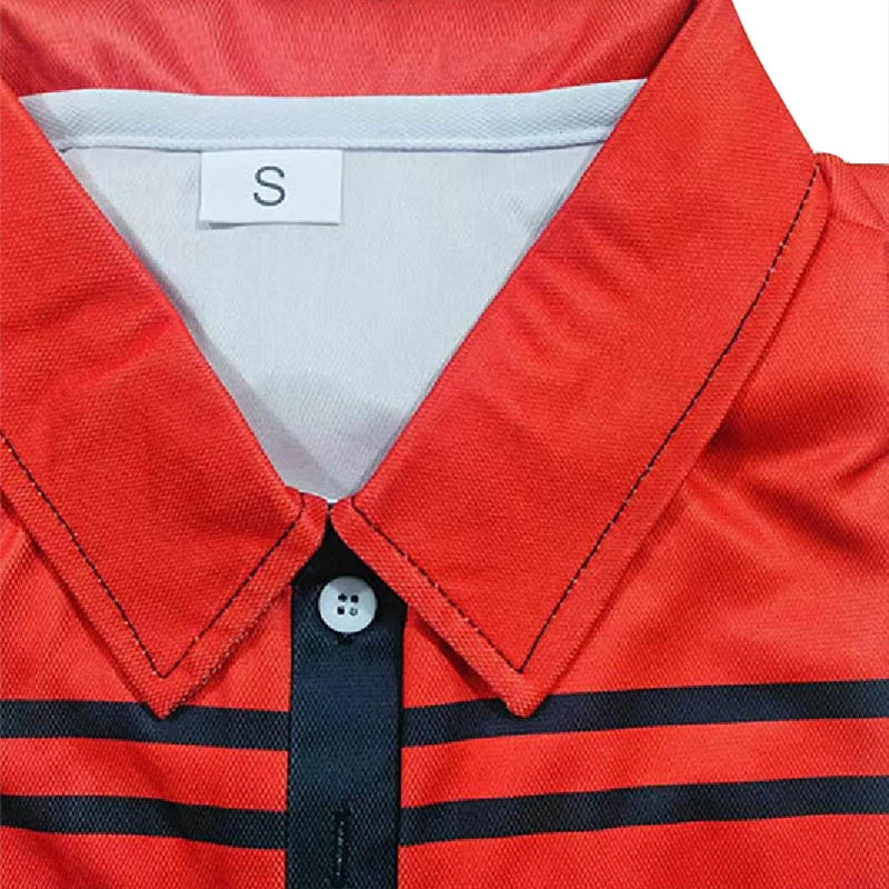 Men's Line Rugby Polo Short Sleeve Polo Shirts Collared Shirts Casual