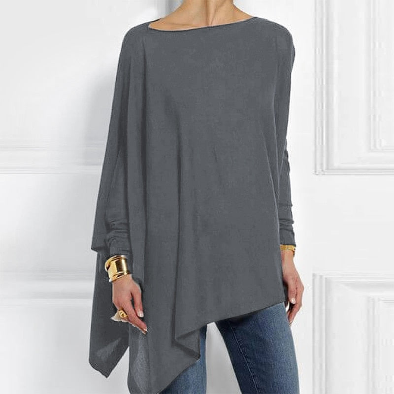 Cotton Irregular Women Blouses Shirt 2022 Spring Female Solid Pullover
