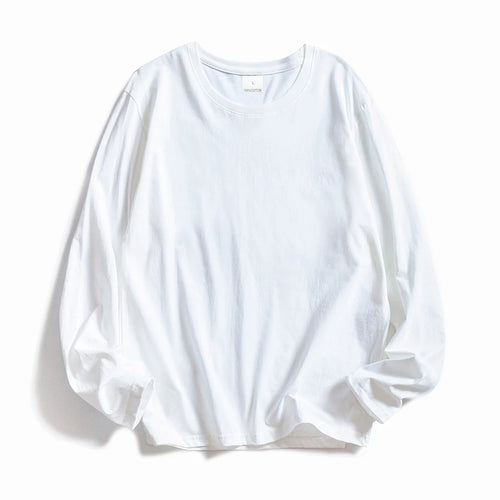 WAVLATII Women O-neck Long Sleeve T shirts Lady White Cotton Tops