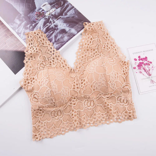 2023 Fashion Trend Women Lace Hollow Floral Crop Top Harness Bralet