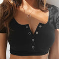 Women ladies Short Sleeve Crop top elegant Plain basic debardeur femme
