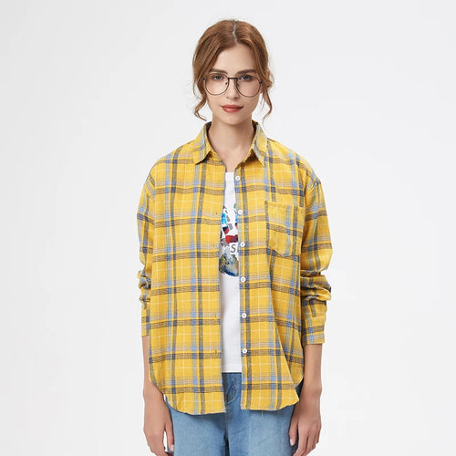 2025 Autumn New Loose Women's Plaid Shirt Casual Design Blouses and