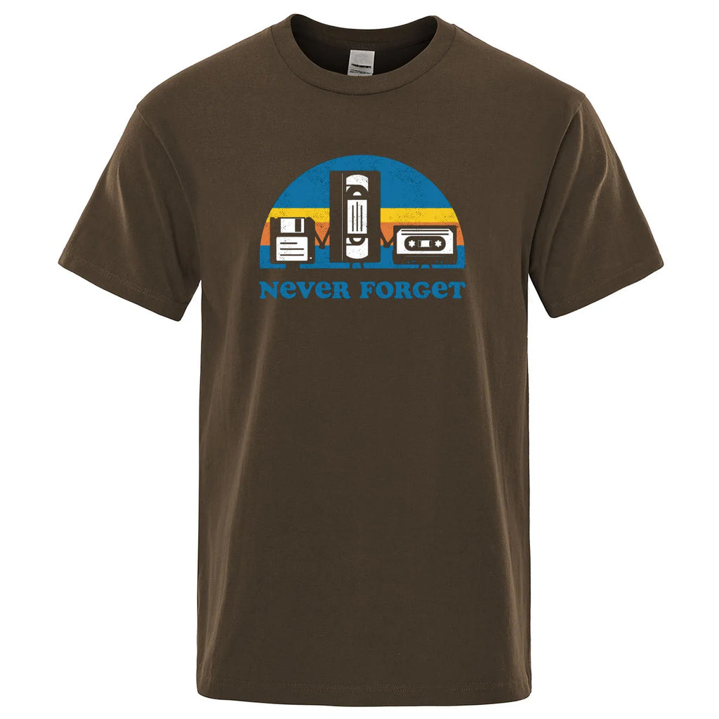 Never Forget Sarcastic Graphic Music Funny Printed T-Shirt Men Loose