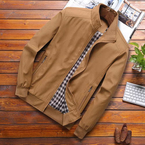 2025 Spring Autumn Casual Solid Fashion Slim Bomber Jacket Men
