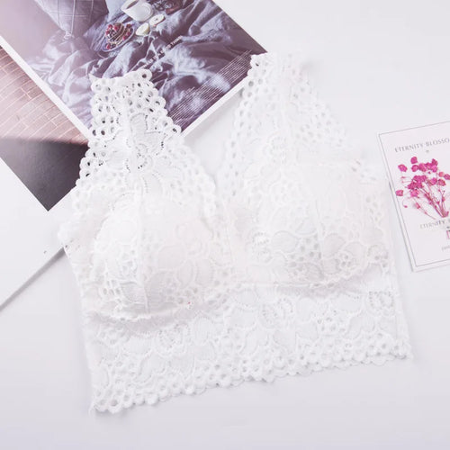 2023 Fashion Trend Women Lace Hollow Floral Crop Top Harness Bralet