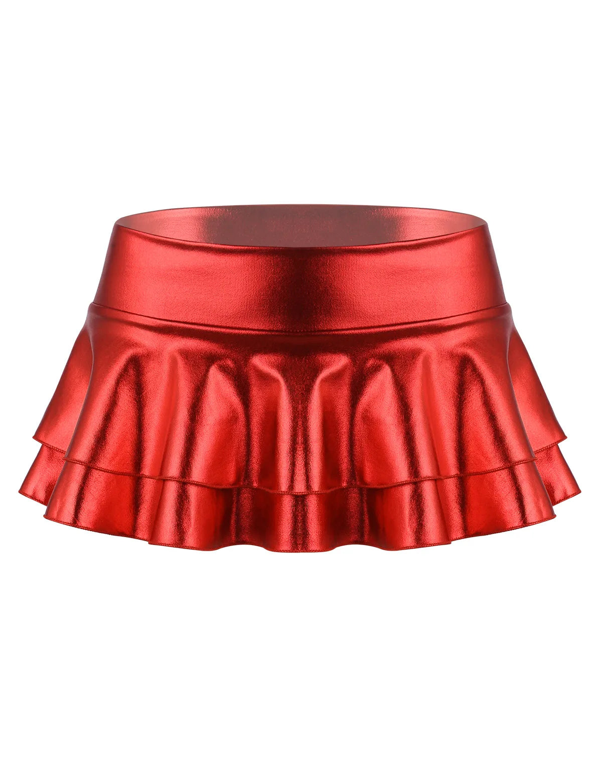Womens Metallic Faux Leather Cheerleading Uniform Costume