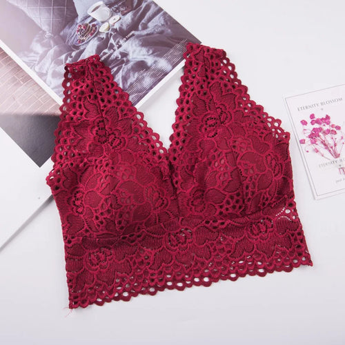 2023 Fashion Trend Women Lace Hollow Floral Crop Top Harness Bralet