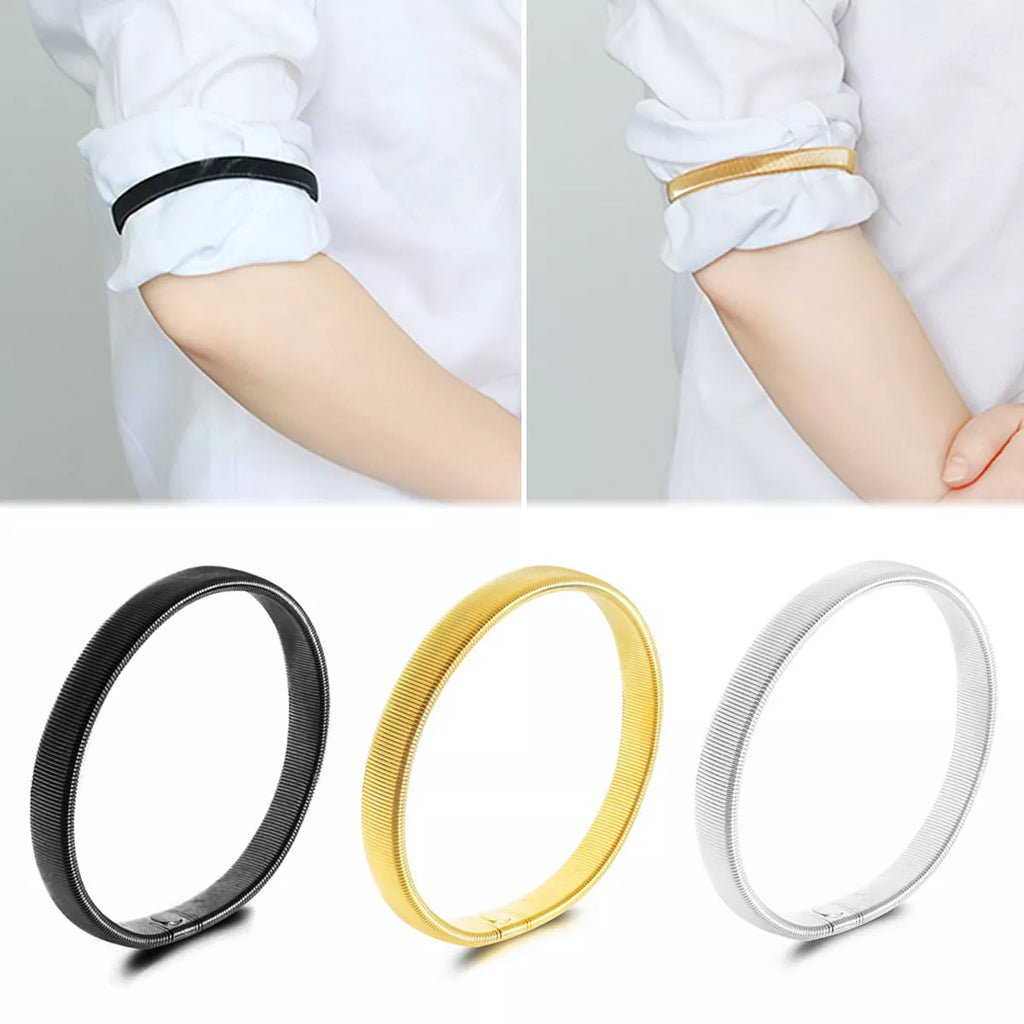 1 Pair Stretchy Elastic Elasticated Metal Shirt Sleeve Holder Garters Arm Bands