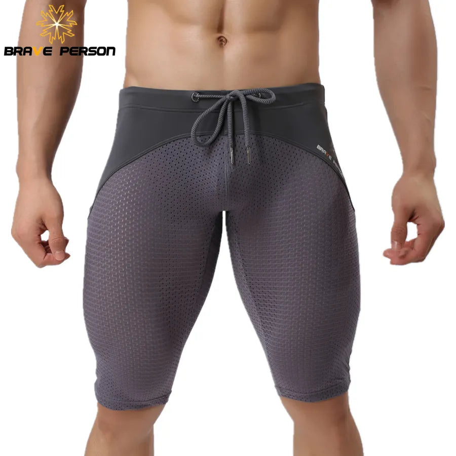 BRAVE PERSON Summer Style Shorts Breathable Mesh Men Tight Beach Shorts Me