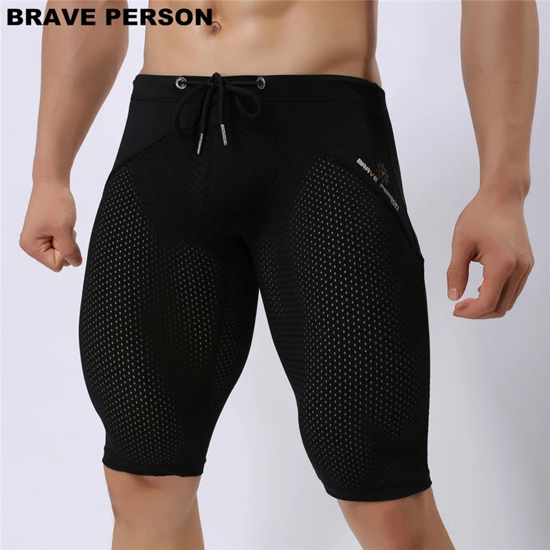 BRAVE PERSON Summer Style Shorts Breathable Mesh Men Tight Beach Shorts Me