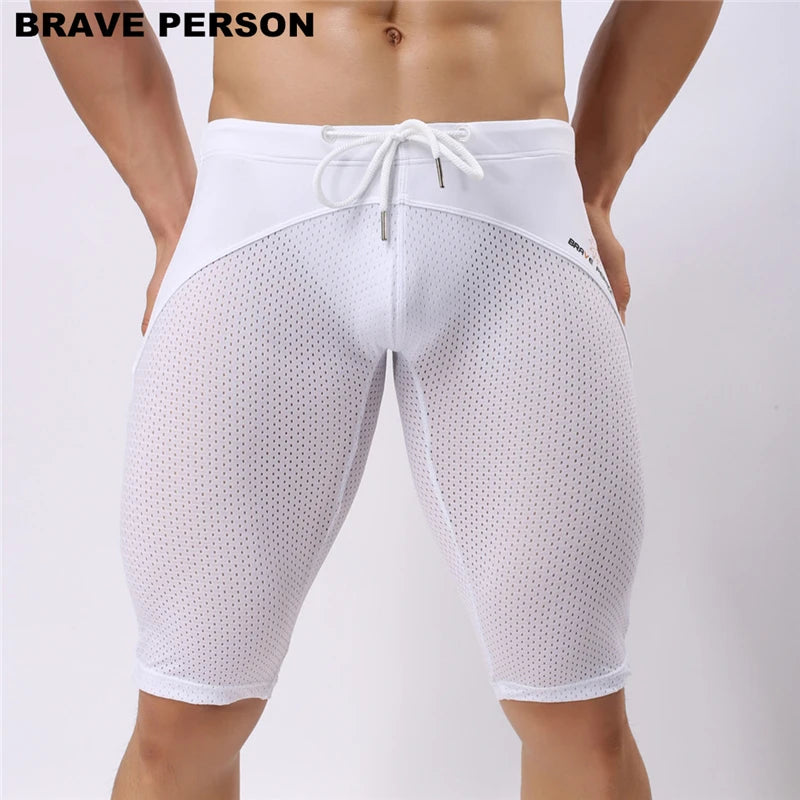 BRAVE PERSON Summer Style Shorts Breathable Mesh Men Tight Beach Shorts Me