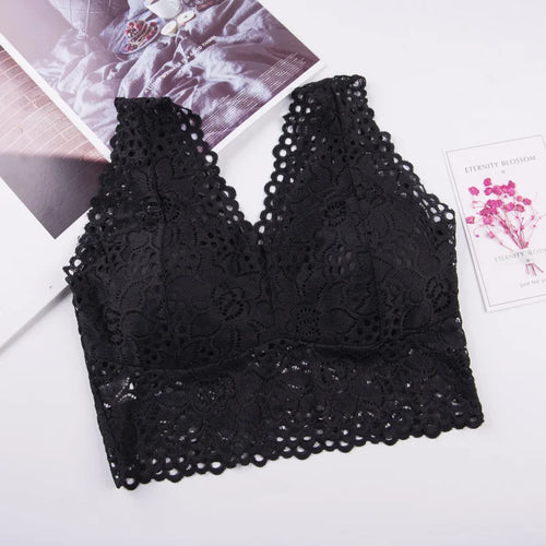 2023 Fashion Trend Women Lace Hollow Floral Crop Top Harness Bralet
