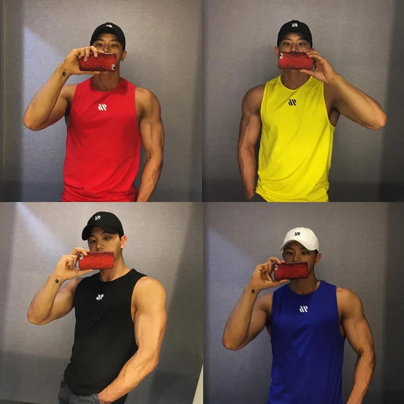 GITF Mannen Bodybuilding Tank Tops Gym Workout Fitness Mouwloos Shirt