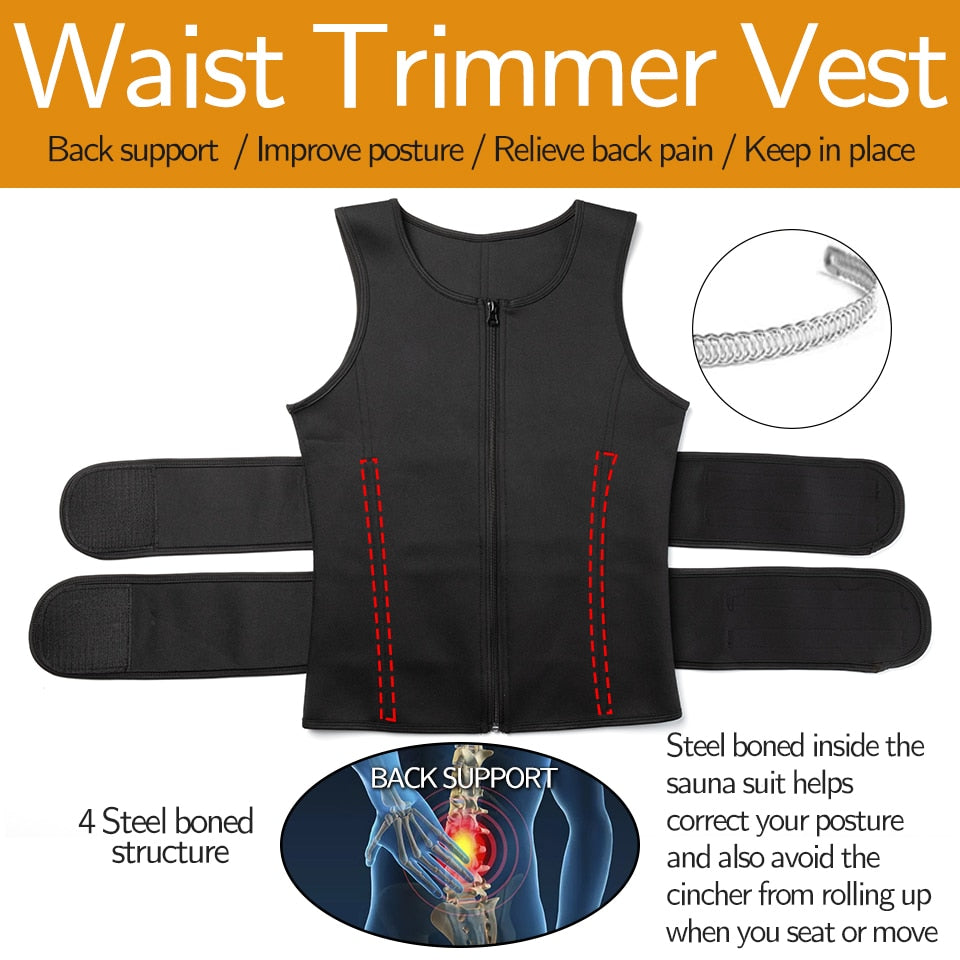 Men Body Shaper Waist Trainer Vest Slimming Shirt Sauna Sweat Vest