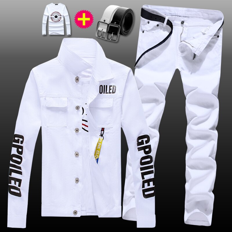 New Mens Denim Jacket Jeans Pants Slim Fit 2pcs Set Boys Casual