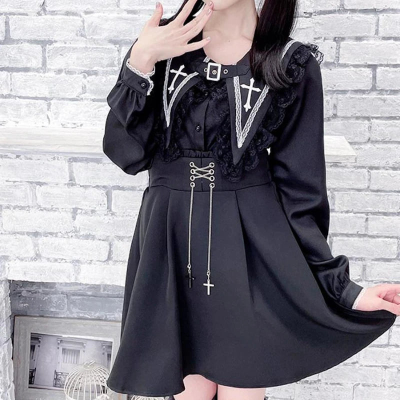 Victorian Gothic Lolita Blouses Japanese Sweet Lace Ruffles Embroidery