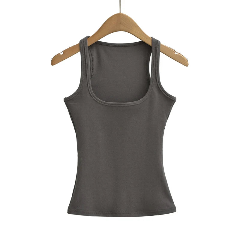 Summer U-neck Sculpted Square Neck Tank Top for Women New 2025