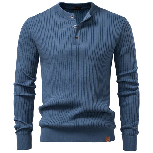 AIOPESON Button Placket Polo Shirt Men Ribbed Stripe Long Sleeve