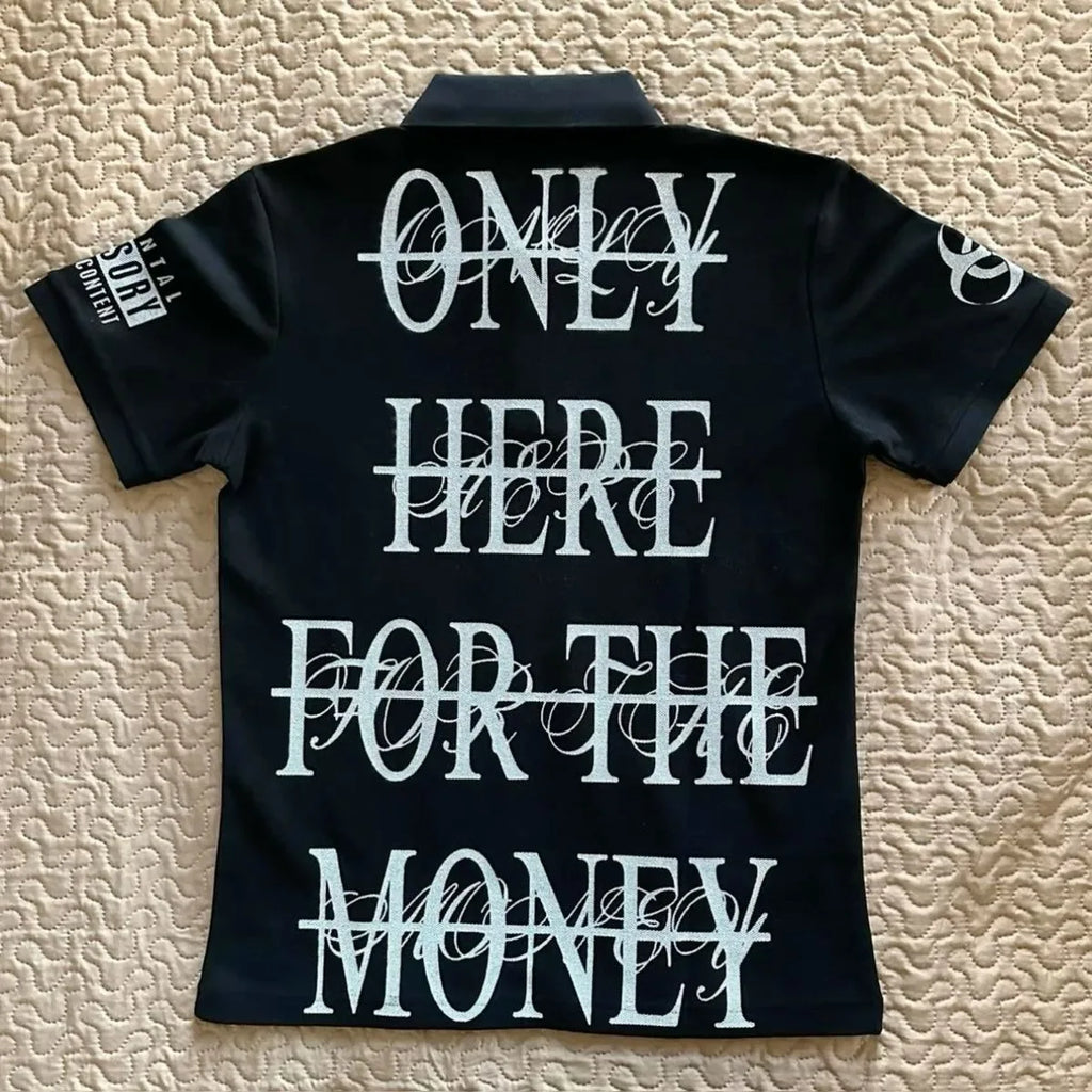 Hip Hop Y2K Polo Shirt Print Rock Goth Oversized T-shirt Button-down