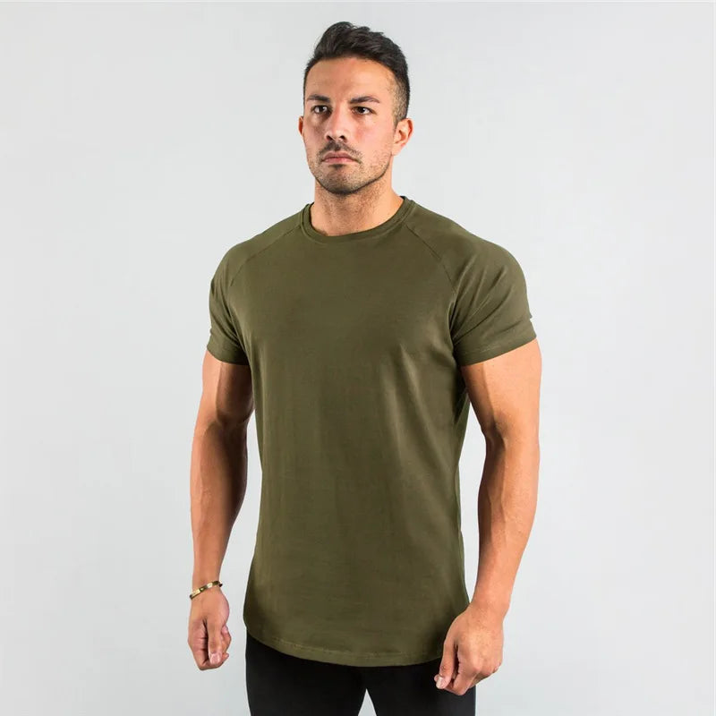 T Shirt Men Casual Short Sleeve Muscle Joggers Bodybuilding Tshirt