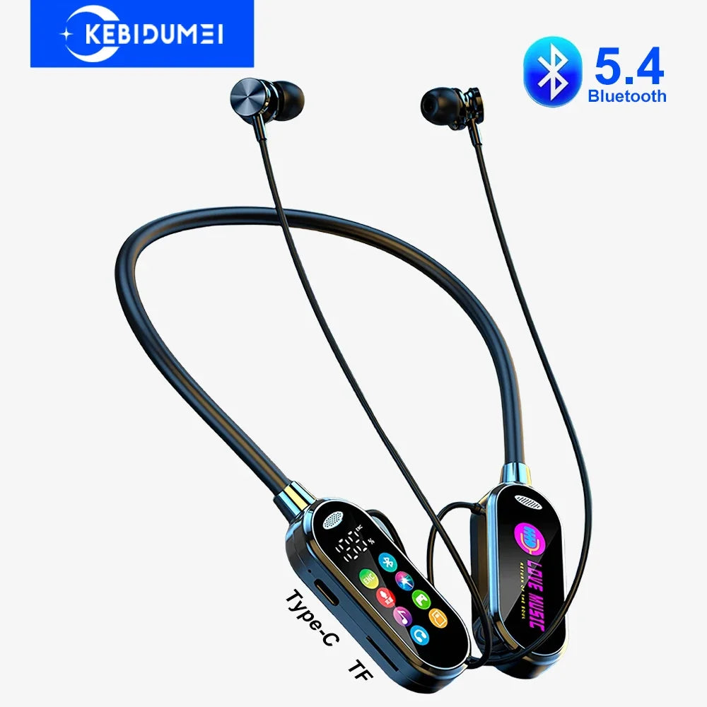 Color Screen Bluetooth 5.4 Earphones Neckband Headphones Wireless