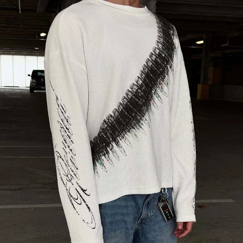 New y2k Bullet Letter Printed American Retro Long Sleeve T-shirt