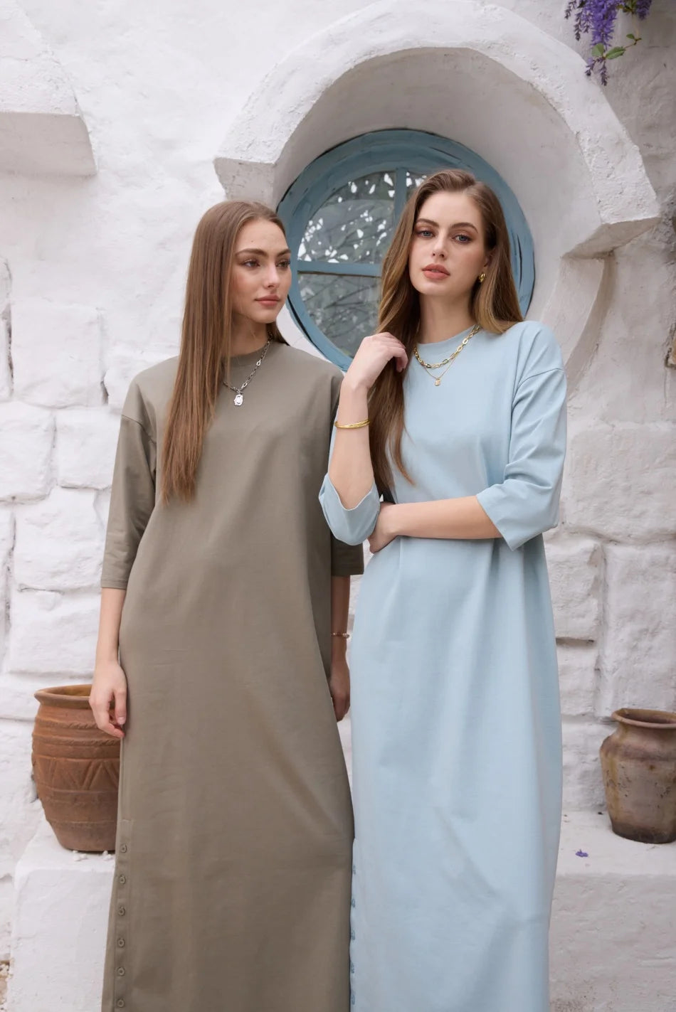 AS SS26 oversize loose T-shirt dress + V neck T-shirt  + skirt  set