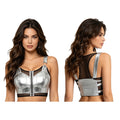 Womens Punk Style Raves Crop Tank Top Metallic Shiny And Sheer Mesh