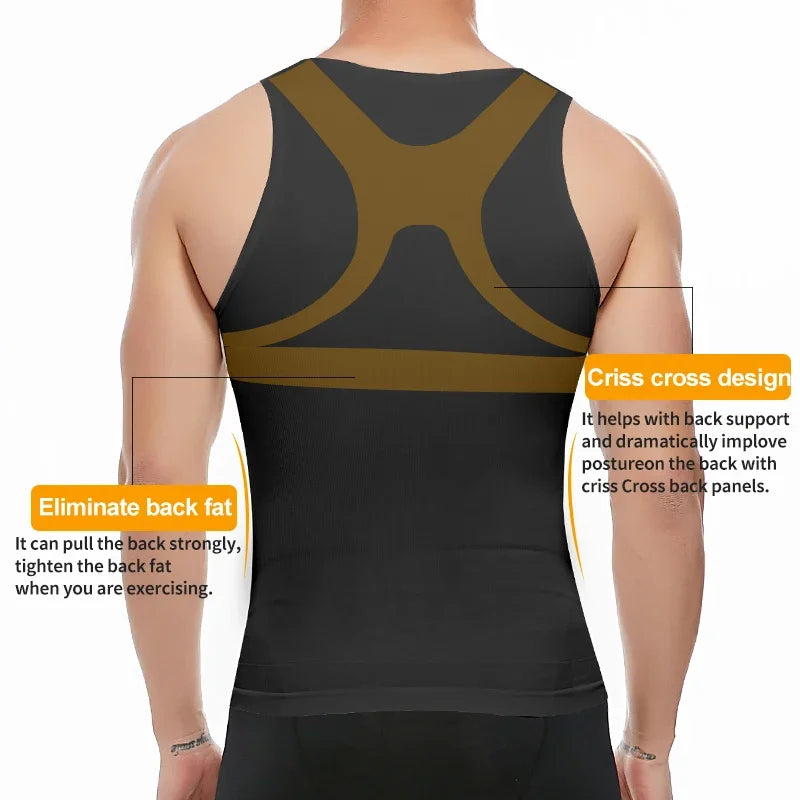 Mens Slimming Body Shaper Shapewear Abs Abdomen Compression Shirt to
