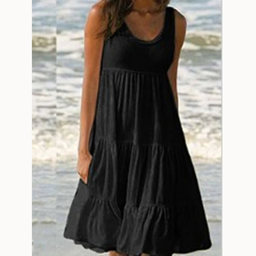 Sexy Suspender Dress Women's Fashon Chic Solid Bodycon Sleeveless