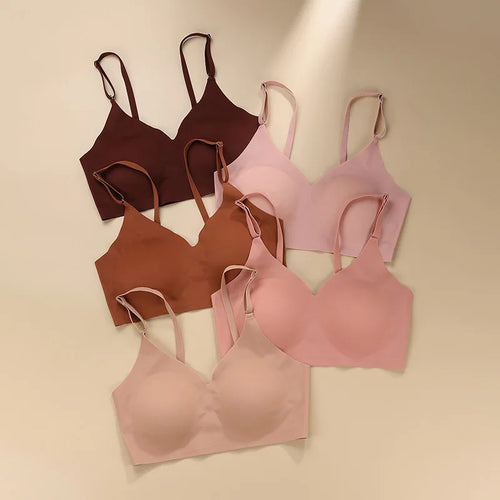 1 Pcs Seamless Wireless Bras, Soft & Comfy Solid Bra With Removable