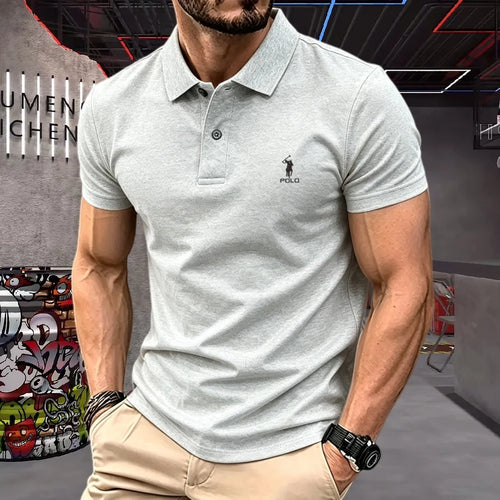 100% pure cotton high-end brand men's short sleeve polo shirt