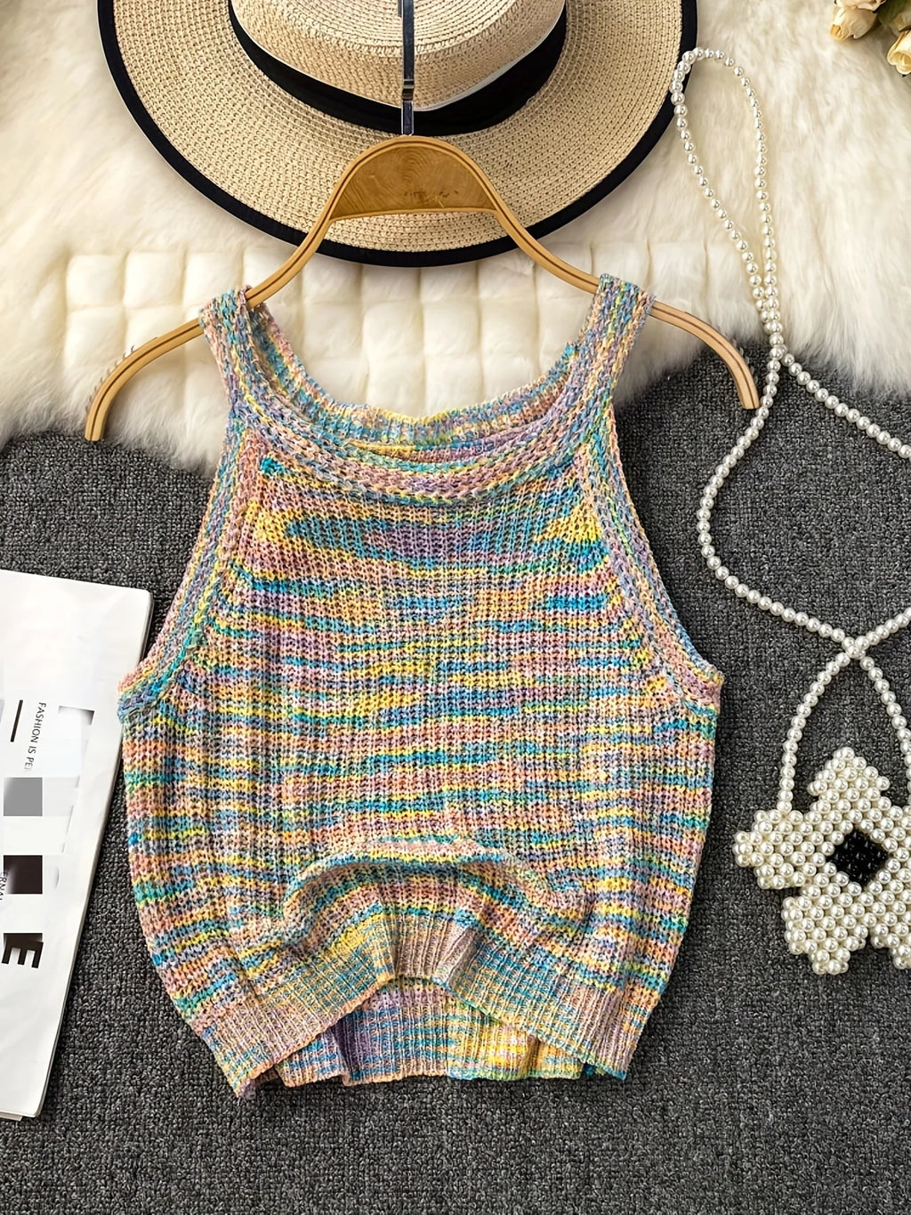 New Summer Stylish and Comfortable Vest Women's Colorful Knit Halter