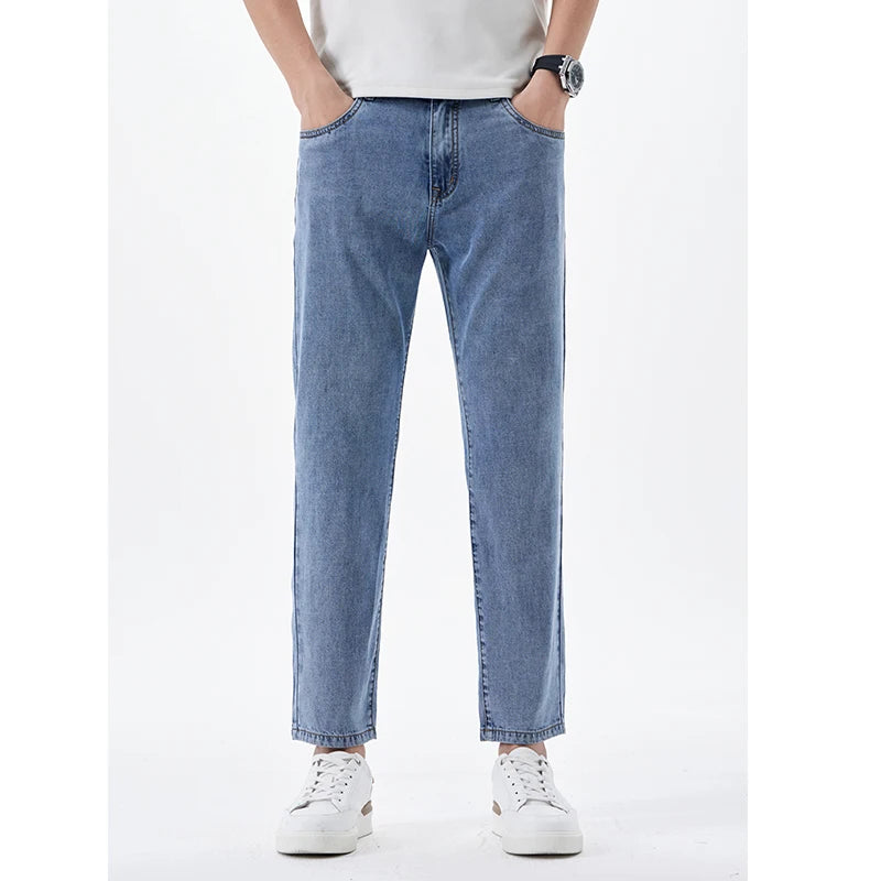 2026 New Lyocell Trendy Cropped Ankle Length Jeans Men Streetwear