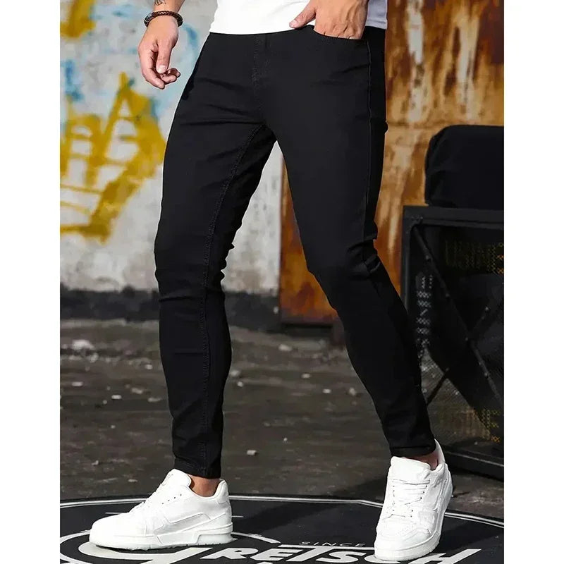 2025 Men Narrow Leg Jeans Male Comfortable Straight Leg Slim Fit