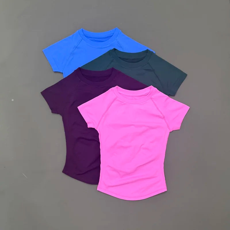 Histello Women Short Sleeve Sports T-Shirt Round Neck Breathable